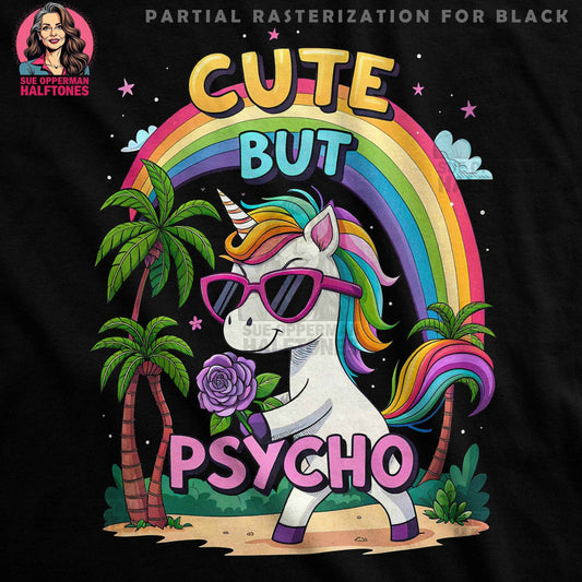 Cute Psycho Unicorn Halftone T-Shirt Design Digital - halftone PNG for T-shirts – Sue Opperman Halftones