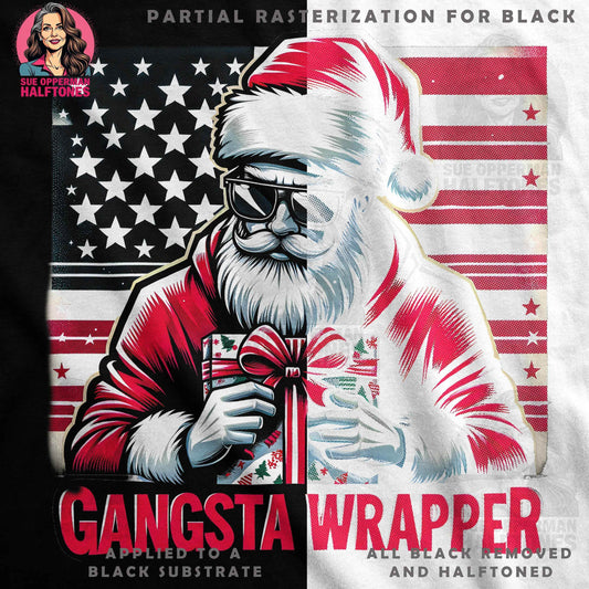 Gangsta Wrapper Santa Christmas Halftone T-Shirt Design - halftone PNG for T-shirts – Sue Opperman Halftones