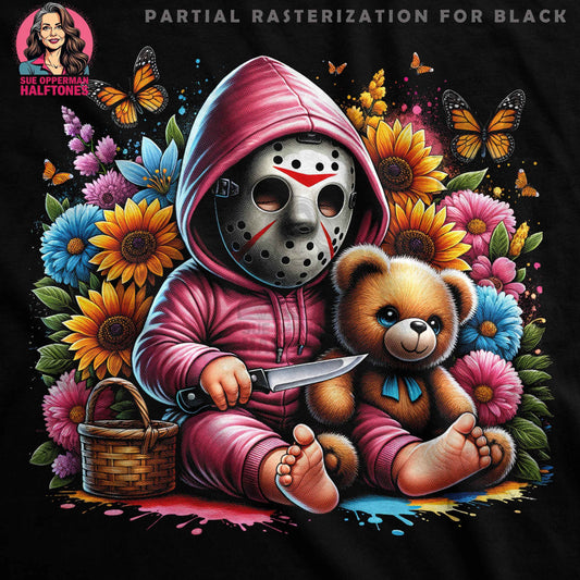 Creepy Cute Jason Baby Halftone T-Shirt Design Digital - halftone PNG for T-shirts – Sue Opperman Halftones
