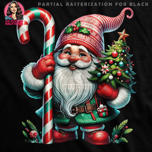 Christmas Candy Cane Santa Halftoned T-Shirt Design - halftone PNG for T-shirts – Sue Opperman Halftones
