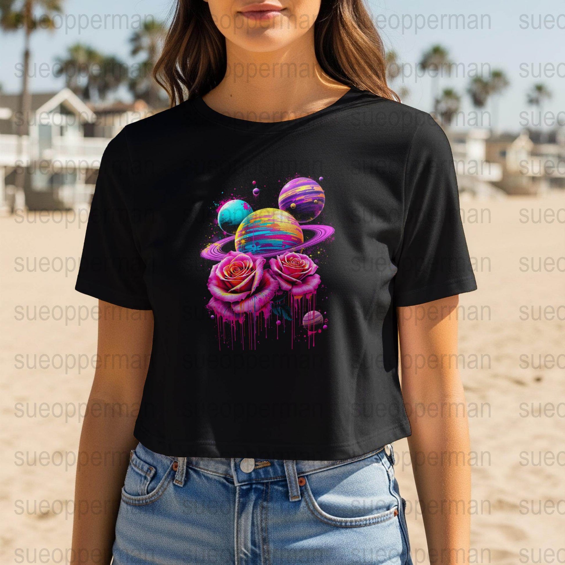 Fantasy Planets Roses Halftone T-Shirt Design Digital - halftone PNG for T-shirts – Sue Opperman Halftones