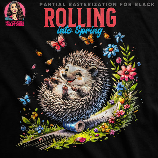 Rolling Spring Hedgehog Animal Graphic Halftoned T-Shirt Design - halftone PNG for T-shirts – Sue Opperman Halftones
