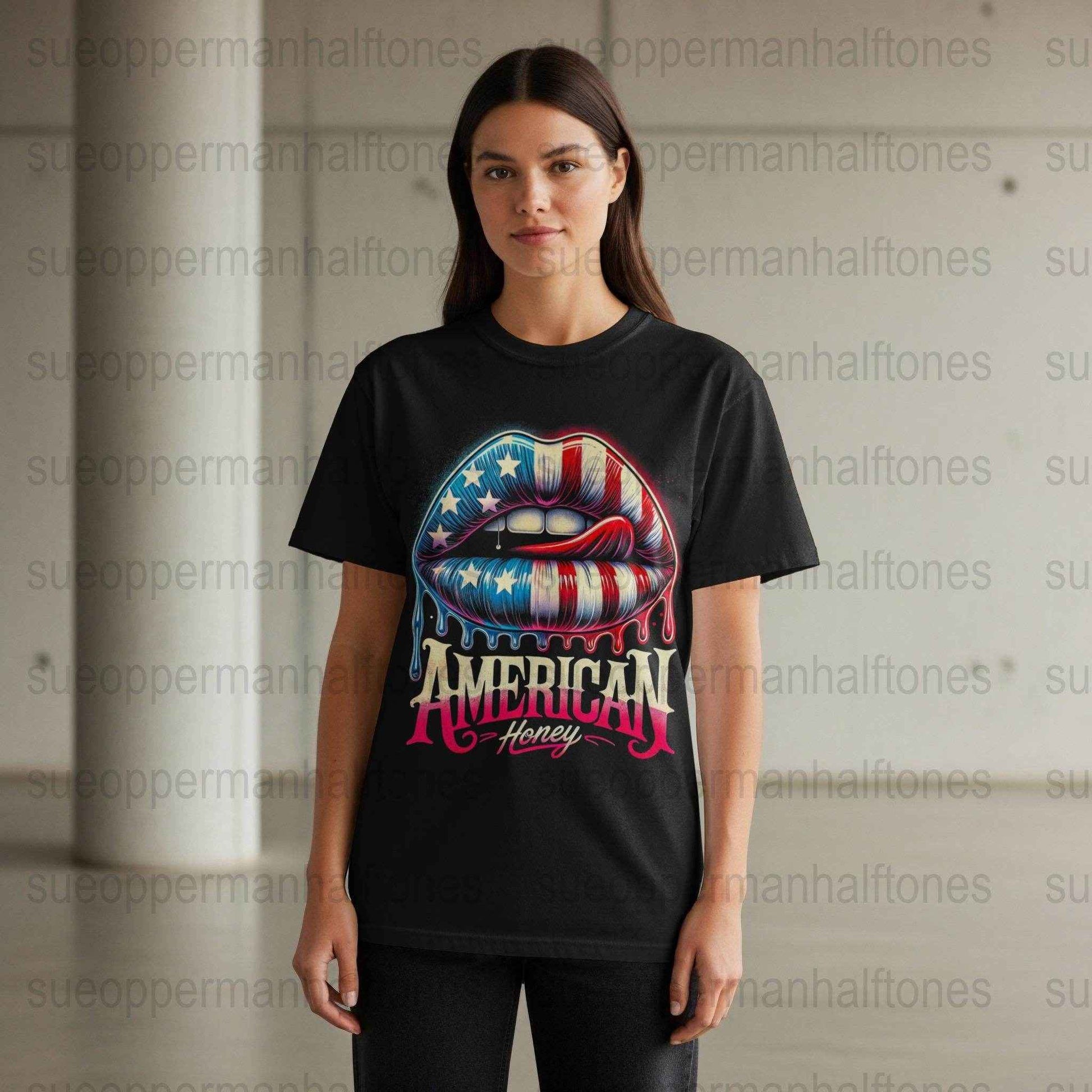 American Honey Lips Halftone T-Shirt Design Digital - halftone PNG for T-shirts – Sue Opperman Halftones