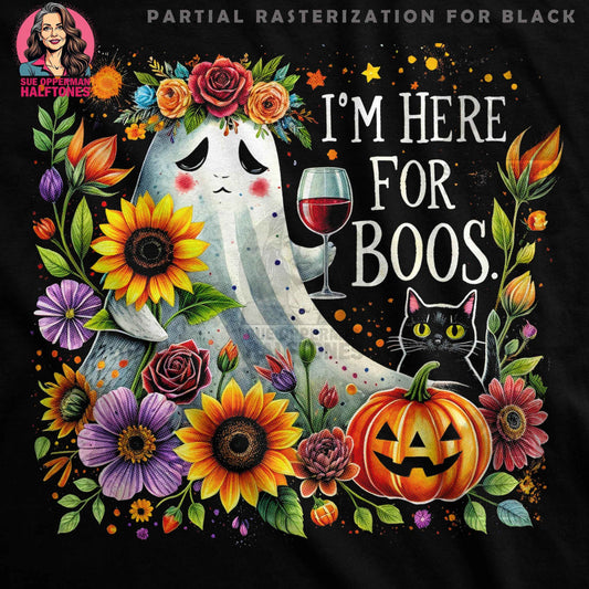 Halloween Ghost Here For Boos Digital Halftone T-Shirt Design - halftone PNG for T-shirts – Sue Opperman Halftones