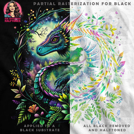 Colorful Dragon Floral Halftone T-Shirt Design - halftone PNG for T-shirts – Sue Opperman Halftones