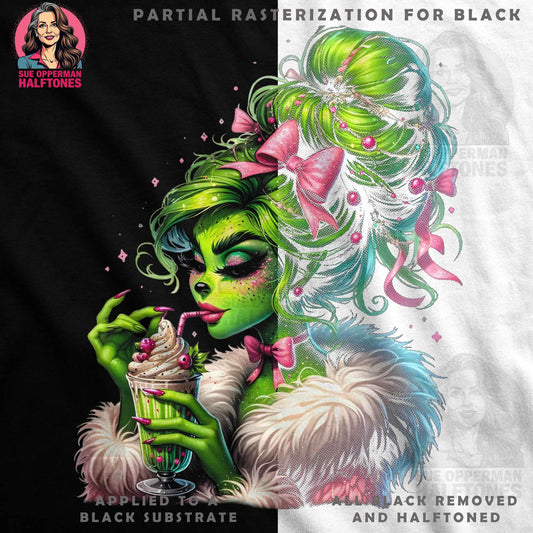 Christmas Grinch Woman Halftone T-Shirt Design - halftone PNG for T-shirts – Sue Opperman Halftones