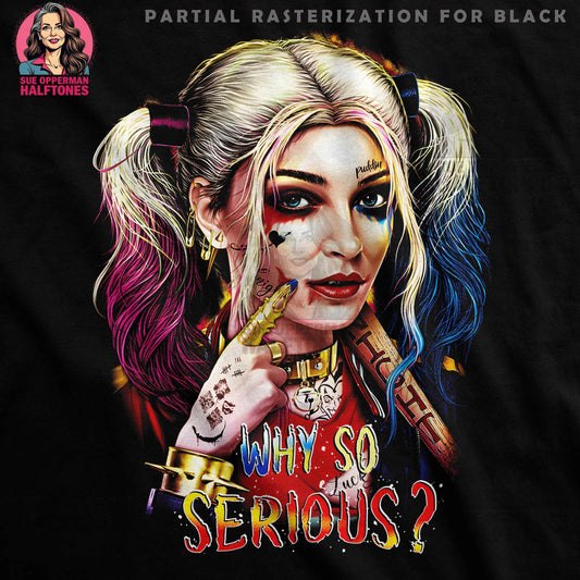 Celebrities Harley Quinn Why So Serious Halftone T-Shirt Design - halftone PNG for T-shirts – Sue Opperman Halftones