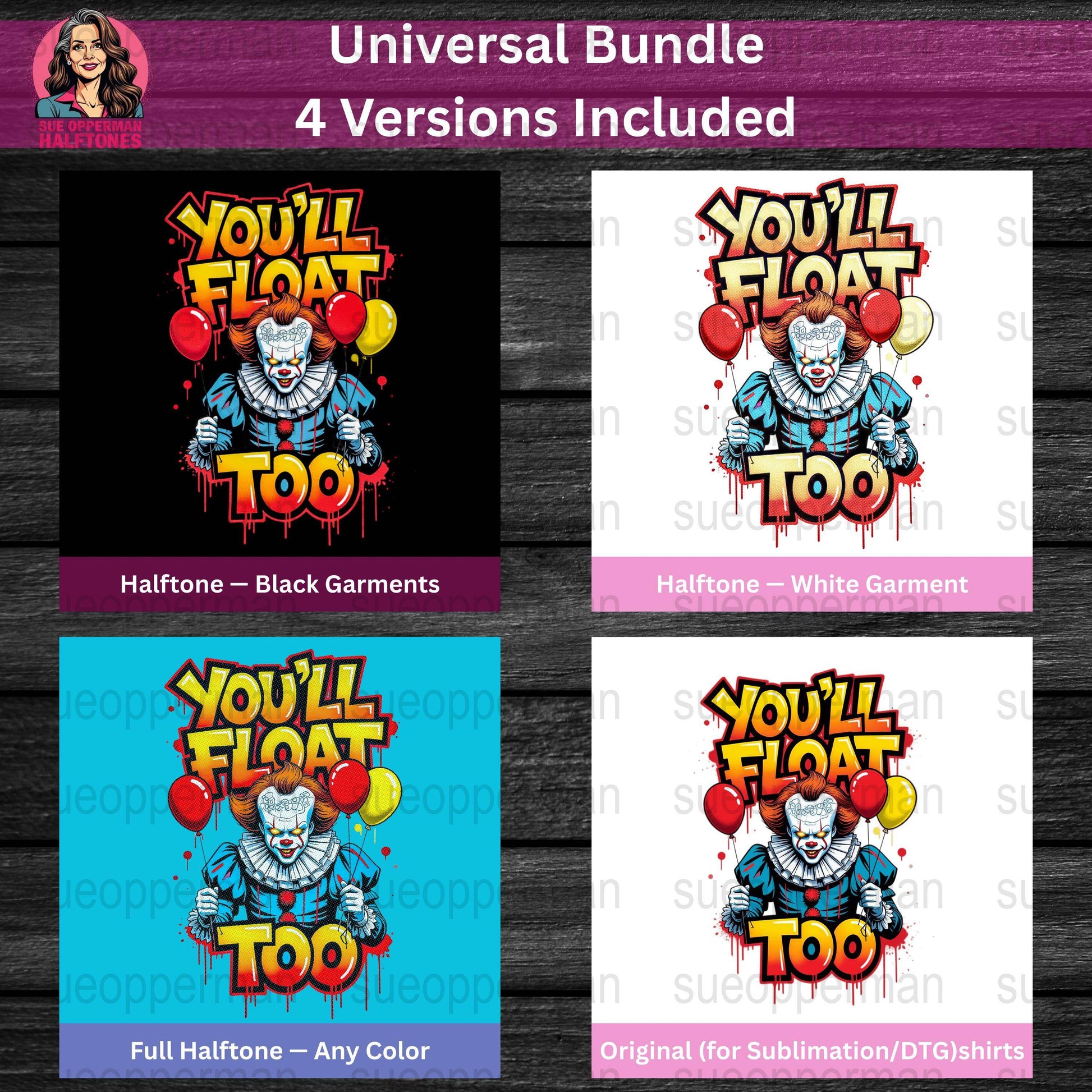 Float Too Universal Print Bundle - halftone PNG for T-shirts – Sue Opperman Halftones