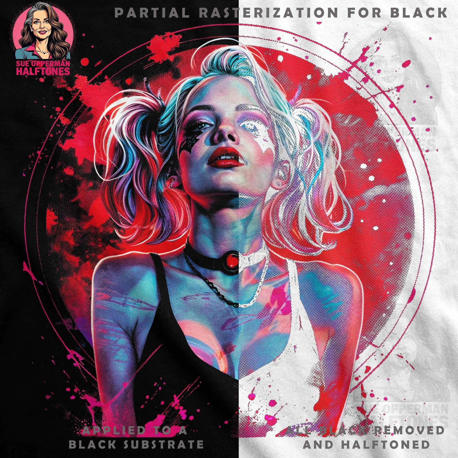 Harley Quinn Halftone T-Shirt Design - halftone PNG for T-shirts – Sue Opperman Halftones