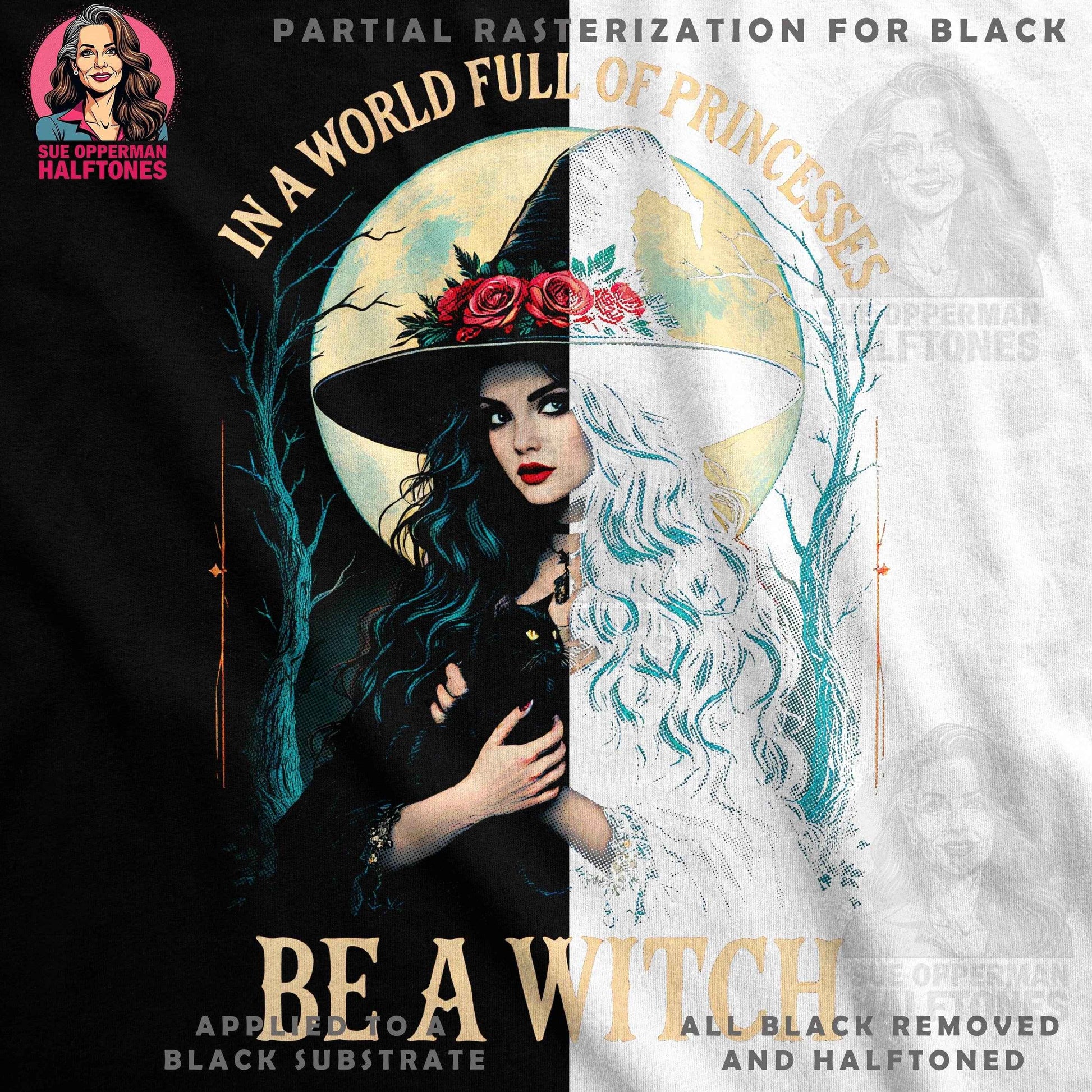Witch Halftone T-Shirt Design - halftone PNG for T-shirts – Sue Opperman Halftones