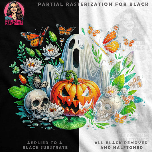 Spooky Halloween Garden Halftone T-Shirt Design Digital - halftone PNG for T-shirts – Sue Opperman Halftones