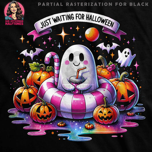Waiting For Halloween Ghost Halftone T-Shirt Design - halftone PNG for T-shirts – Sue Opperman Halftones