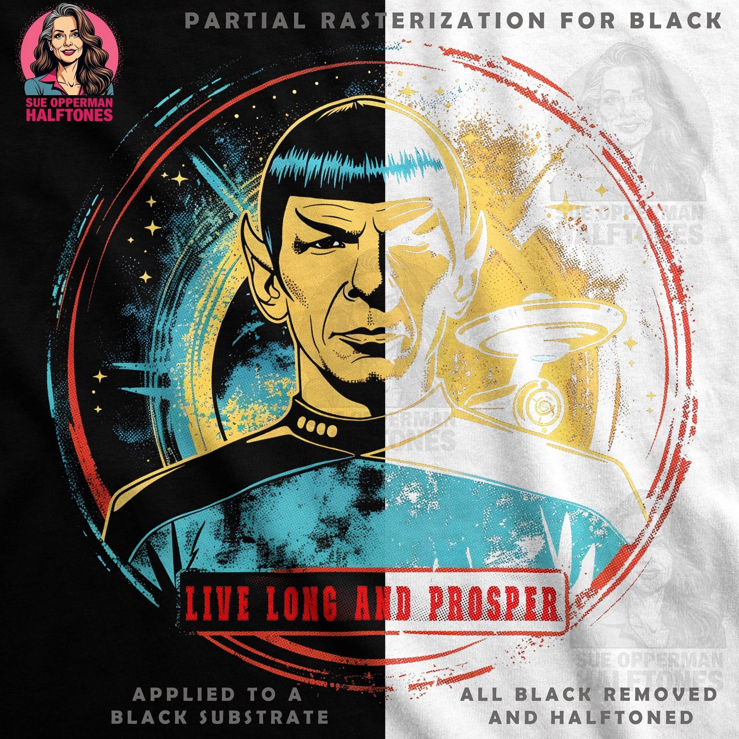 Spock Live Long Prosper Halftone T-Shirt Design - halftone PNG for T-shirts – Sue Opperman Halftones