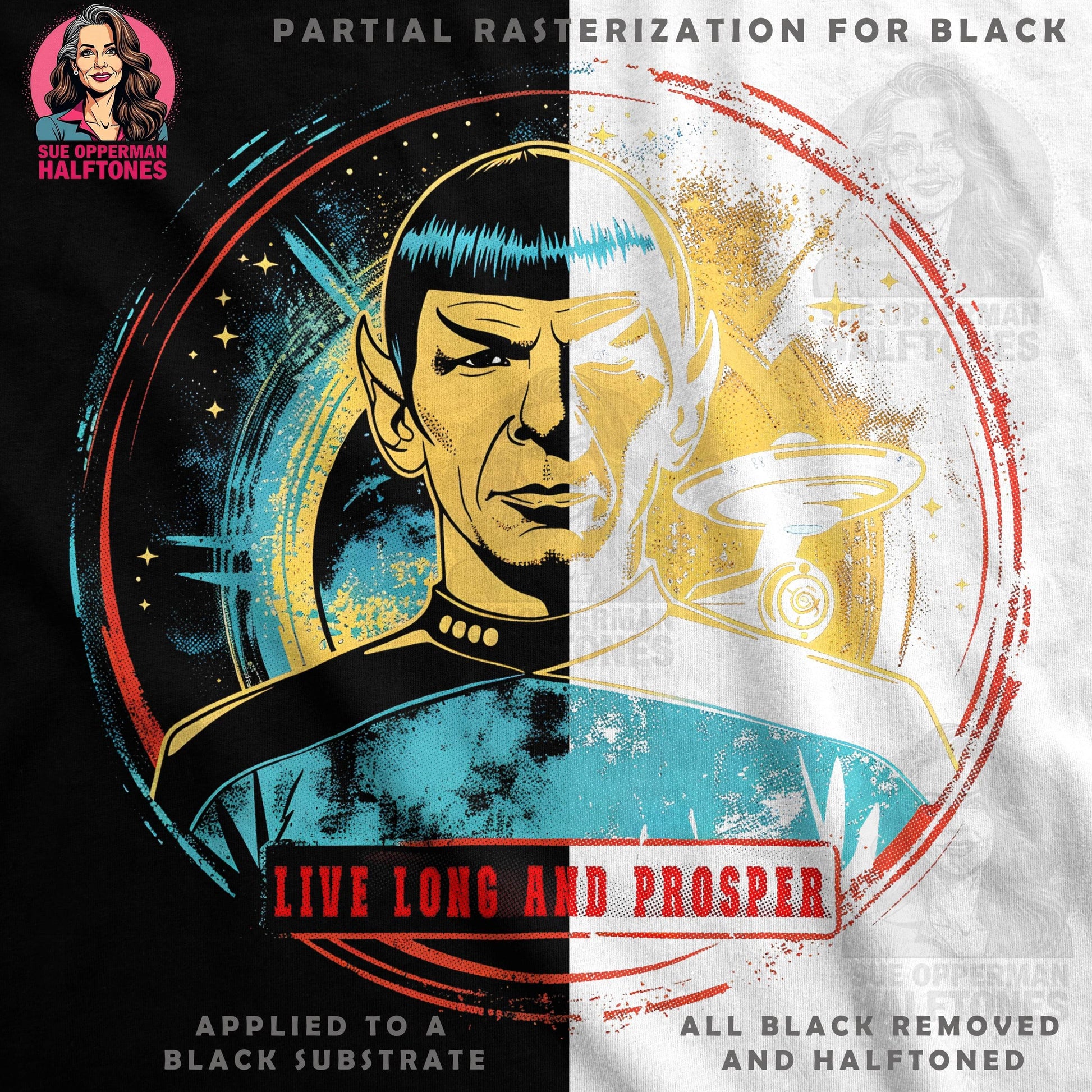 Spock Live Long Prosper Halftone T-Shirt Design - halftone PNG for T-shirts – Sue Opperman Halftones