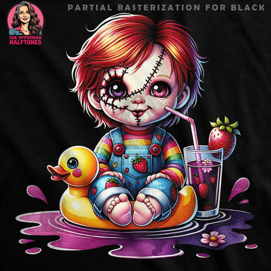 Cute Chucky with Duck Digital Halftone T-shirt Design - halftone PNG for T-shirts – Sue Opperman Halftones