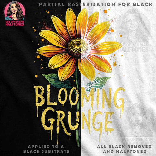 Floral Blooming Grunge Style Halftoned T-Shirt Design - halftone PNG for T-shirts – Sue Opperman Halftones
