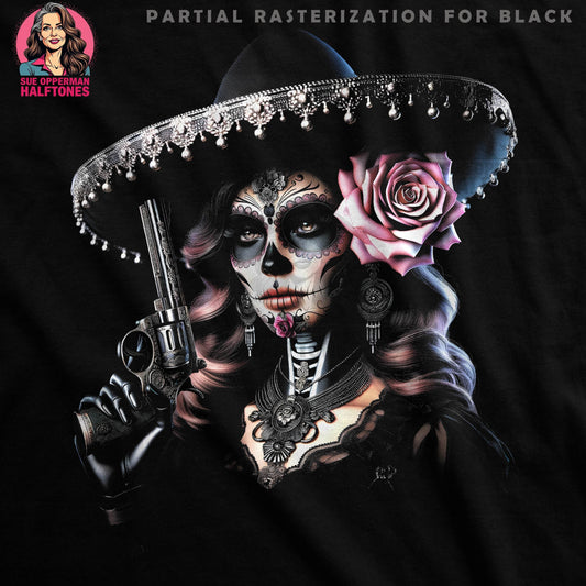 Glamour Day of the Dead Halftone T-Shirt Design - halftone PNG for T-shirts – Sue Opperman Halftones