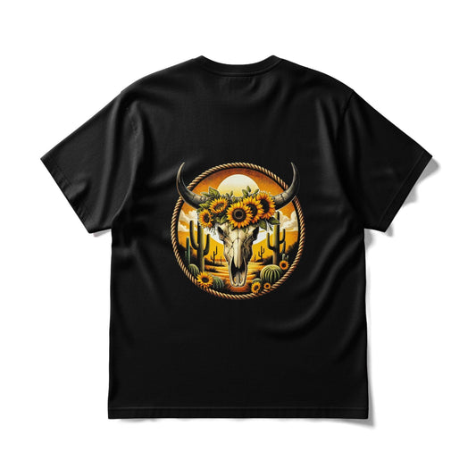 Bull Skull And Sunflowers Art Illustration Universal Print Bundle - halftone PNG for T-shirts – Sue Opperman Halftones