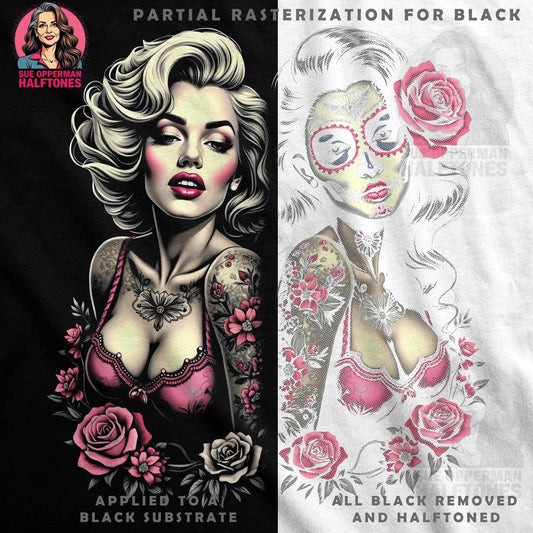 Marilyn Monroe Sugar Skull Portrait Halftone T-Shirt Design - halftone PNG for T-shirts – Sue Opperman Halftones