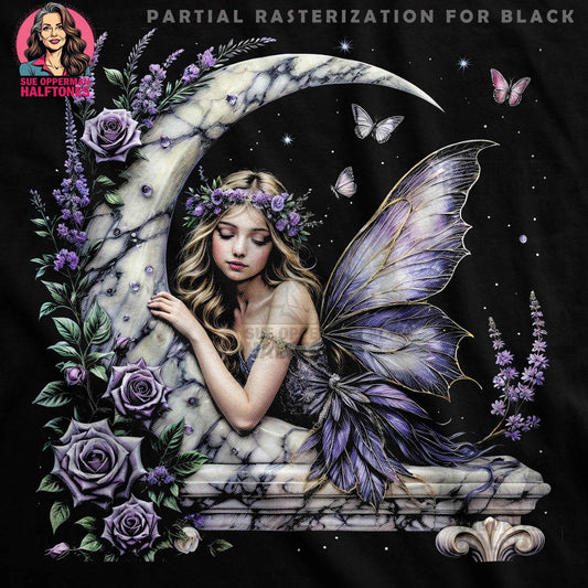 Whimsical Moon Fairy Sue Opperman Halftoned T-Shirt Design - halftone PNG for T-shirts – Sue Opperman Halftones