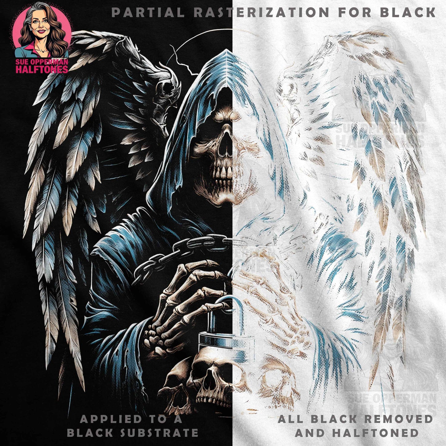 Gothic Grim Reaper Angel Halftone T-Shirt Design - halftone PNG for T-shirts – Sue Opperman Halftones
