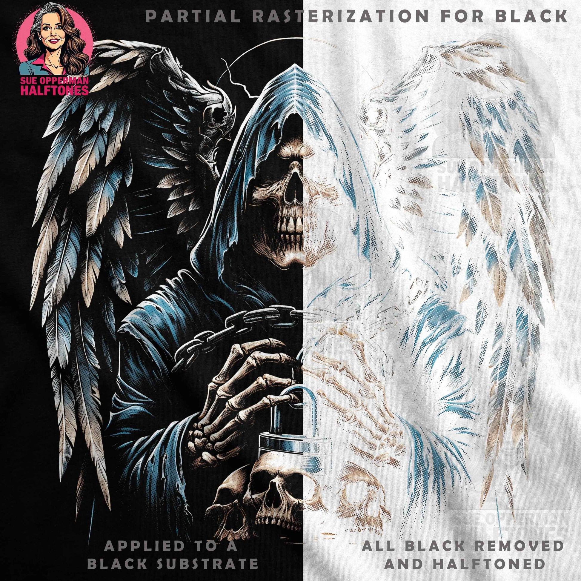 Gothic Grim Reaper Angel Halftone T-Shirt Design - halftone PNG for T-shirts – Sue Opperman Halftones