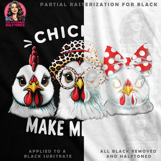 Chickens Happy Statement Halftone T-Shirt Design - halftone PNG for T-shirts – Sue Opperman Halftones