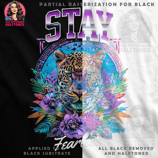 Stay Fearless Leopard Floral Halftone T-Shirt Design - halftone PNG for T-shirts – Sue Opperman Halftones