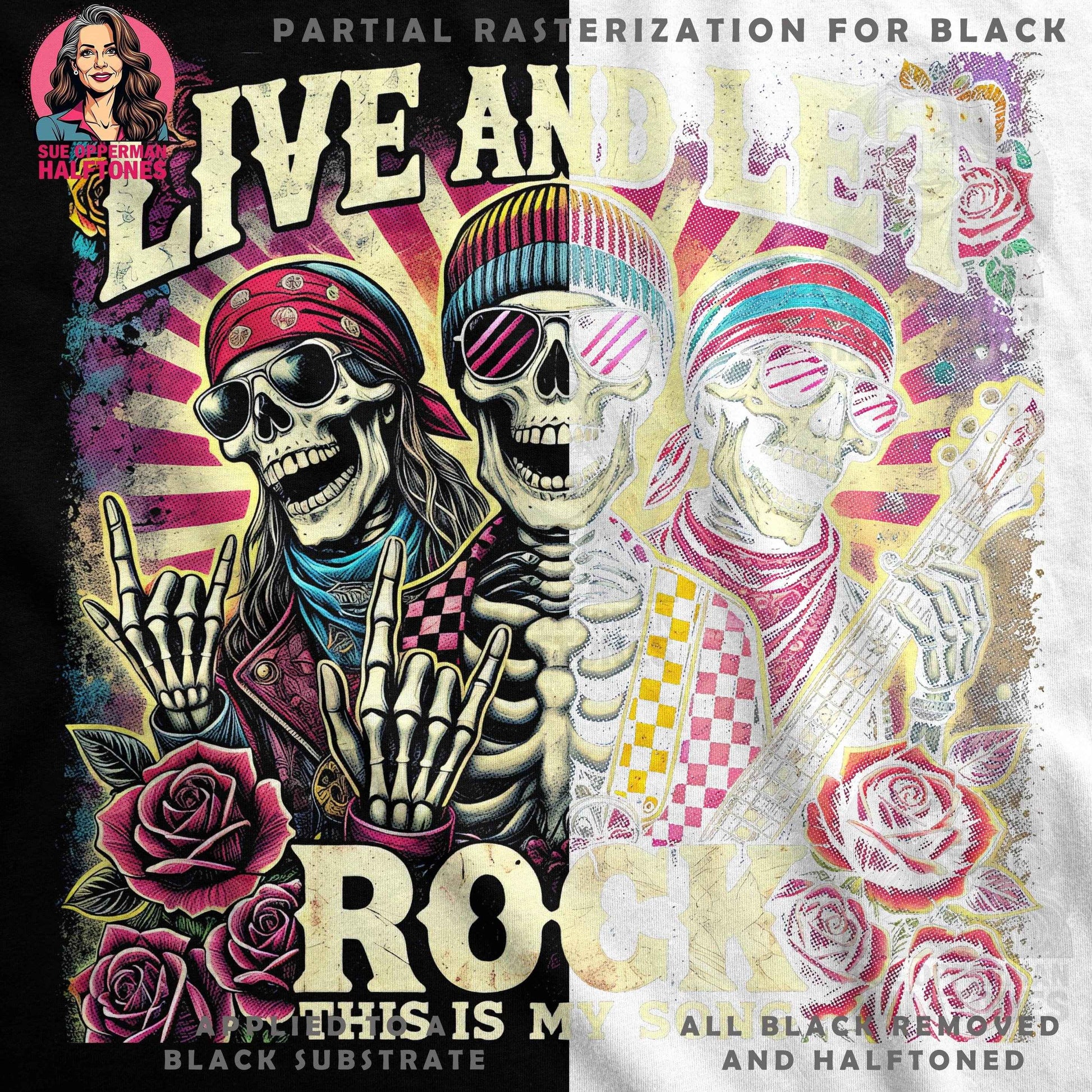 Rock Band Skeletons Halftone T-Shirt Design Digital - halftone PNG for T-shirts – Sue Opperman Halftones