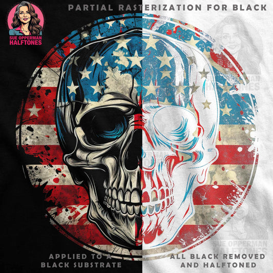 American Flag Skull Patriotic Halftone T-Shirt Design - halftone PNG for T-shirts – Sue Opperman Halftones