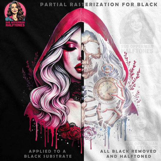 Gothic Time Skull Girl Halftone T-Shirt Design - halftone PNG for T-shirts – Sue Opperman Halftones
