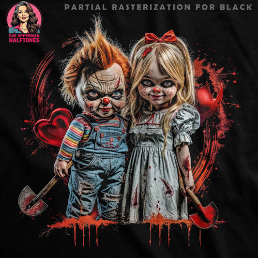 Halloween Dolls Digital Halftone T-Shirt Design - halftone PNG for T-shirts – Sue Opperman Halftones