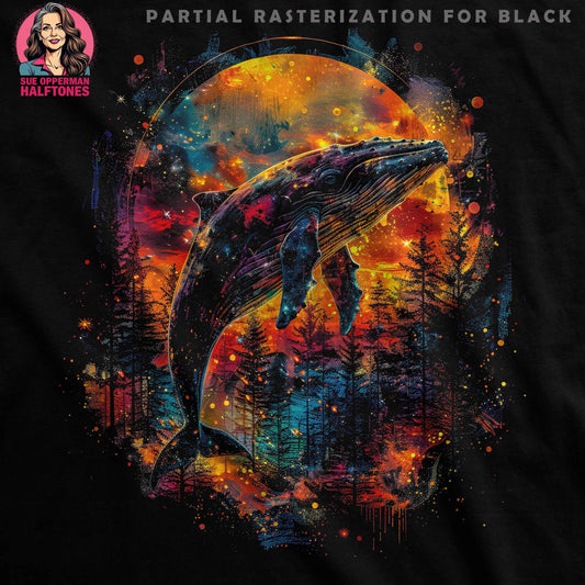 Whale Forest Silhouette Abstract Halftone T-Shirt Design - halftone PNG for T-shirts – Sue Opperman Halftones