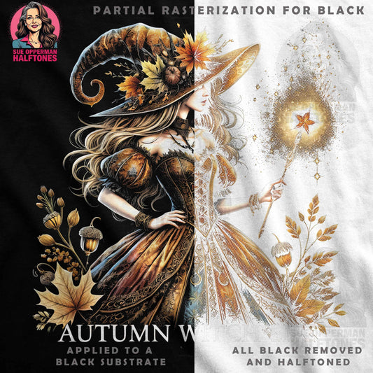 Autumn Witch Life With Magic Halftone T-Shirt Design - halftone PNG for T-shirts – Sue Opperman Halftones