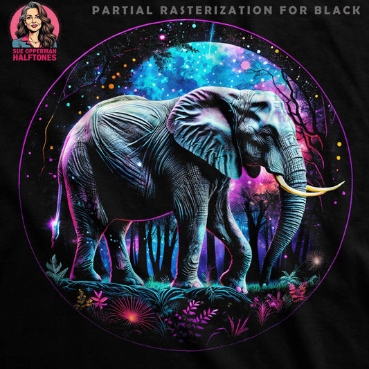 Elephant Forest Digital Halftone T-shirt Design - halftone PNG for T-shirts – Sue Opperman Halftones
