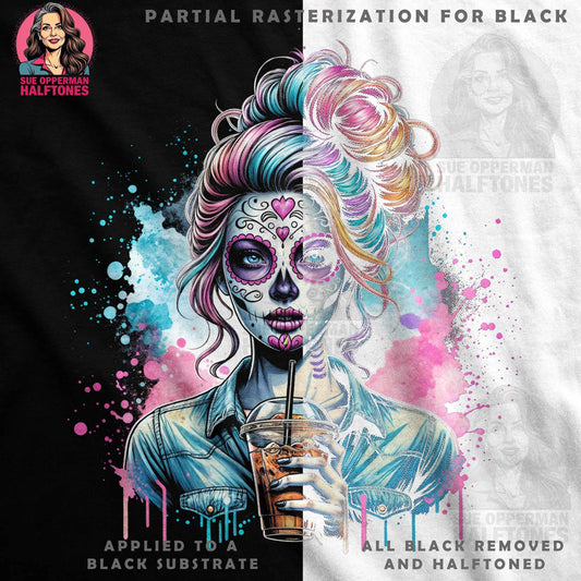 Sugar Skull Girl Halftone T-Shirt Design - halftone PNG for T-shirts – Sue Opperman Halftones