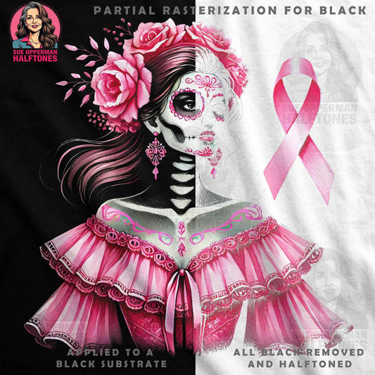 Day of the Dead Breast Cancer Halftone T-Shirt Design - halftone PNG for T-shirts – Sue Opperman Halftones
