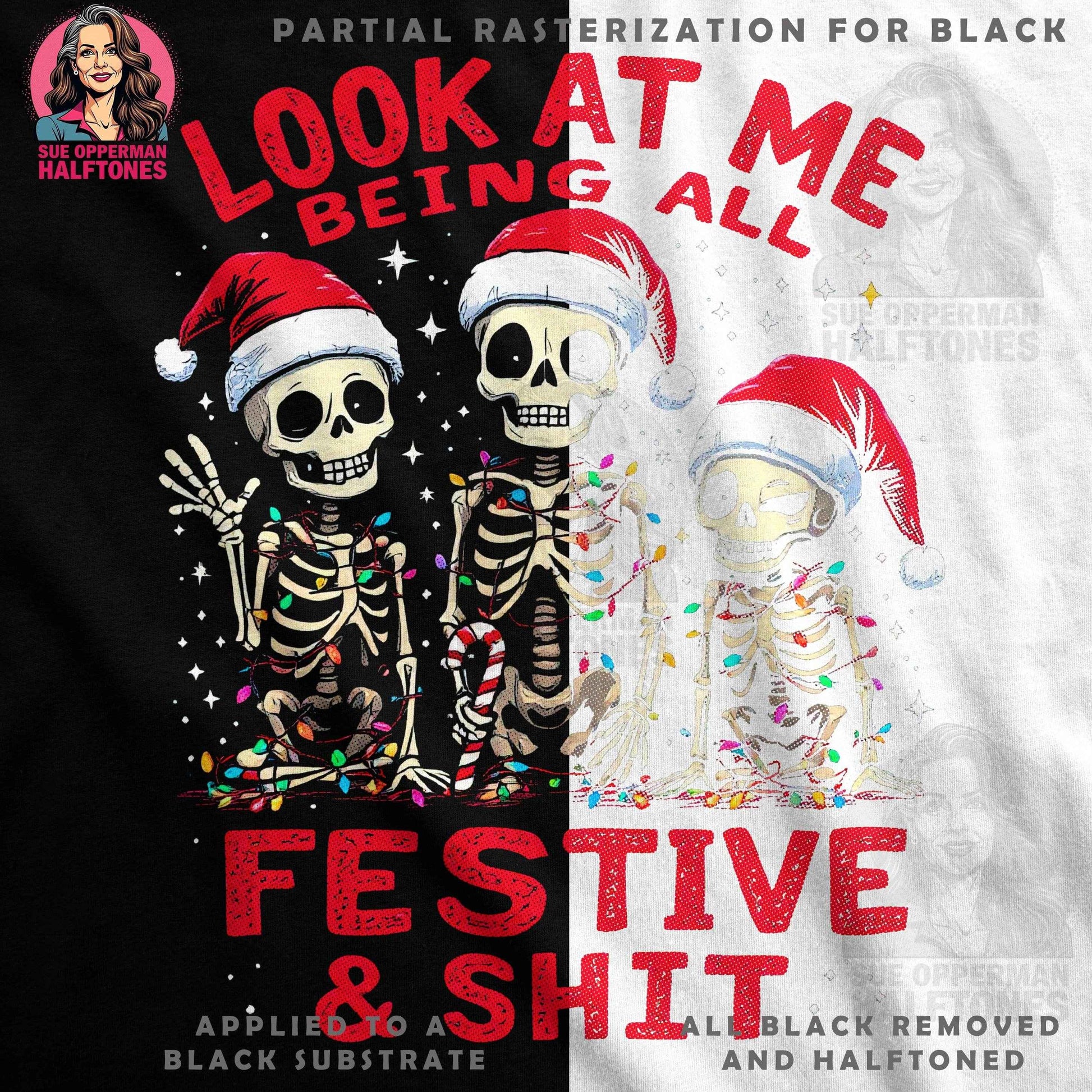 Christmas Skeletons Festive Halftone T-Shirt Design - halftone PNG for T-shirts – Sue Opperman Halftones