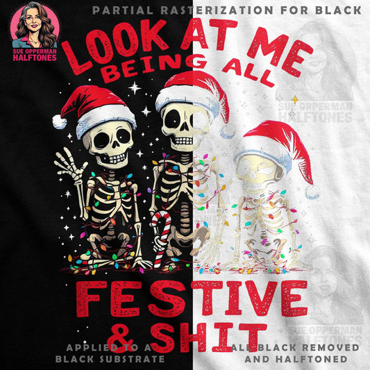 Christmas Skeletons Festive Halftone T-Shirt Design - halftone PNG for T-shirts – Sue Opperman Halftones