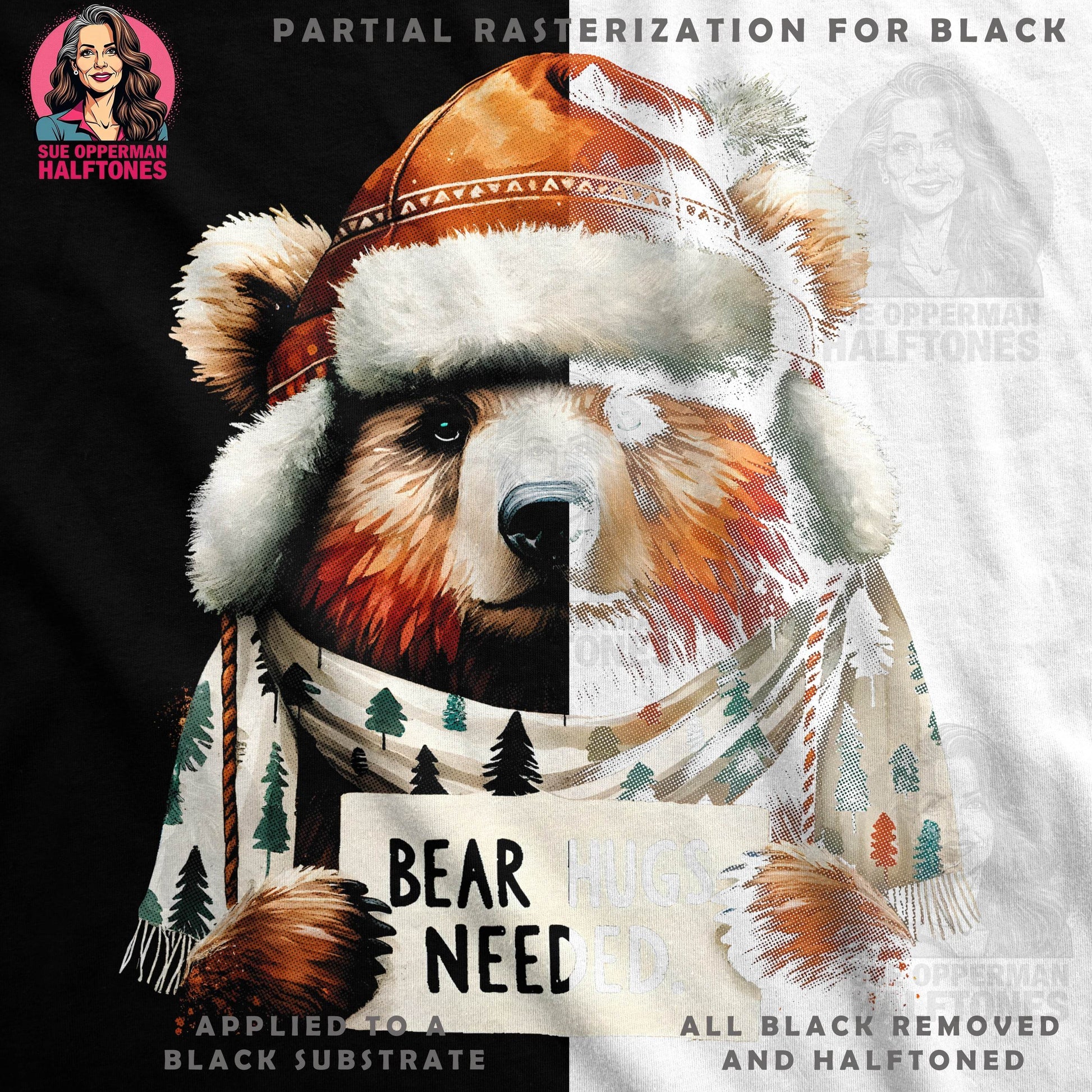 Christmas Polar Bear Halftone T-Shirt Design - halftone PNG for T-shirts – Sue Opperman Halftones