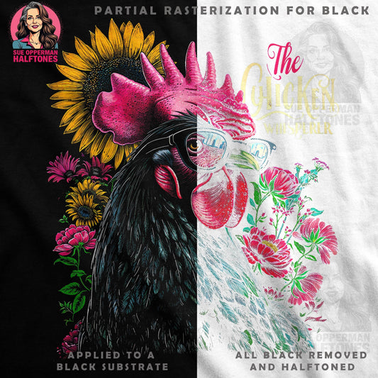 Chicken Whisperer Floral Halftone T-Shirt Design - halftone PNG for T-shirts – Sue Opperman Halftones