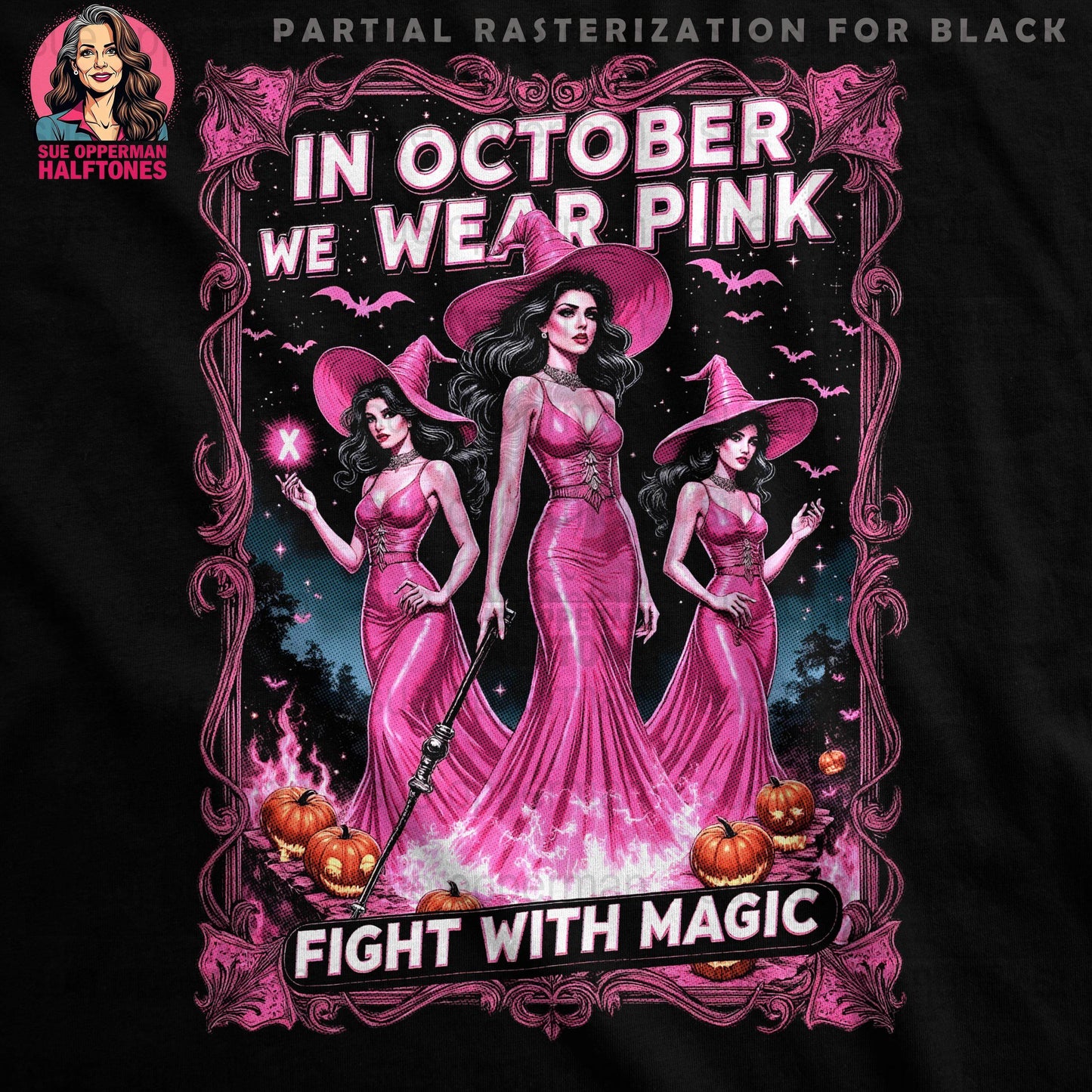 Halloween Breast Cancer Awareness Universal Print Bundle Digital - halftone PNG for T-shirts – Sue Opperman Halftones