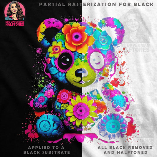 Cute Floral Panda Halftone T-Shirt Design - halftone PNG for T-shirts – Sue Opperman Halftones