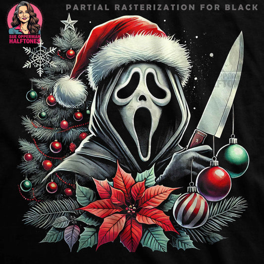 Christmas Scream Ghost Face Killer Halftoned T-shirt Design - halftone PNG for T-shirts – Sue Opperman Halftones
