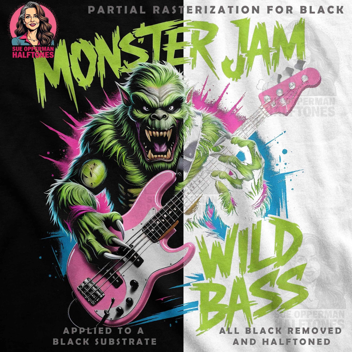 Monster Jam Wild Bass Halftone T-Shirt Design - halftone PNG for T-shirts – Sue Opperman Halftones