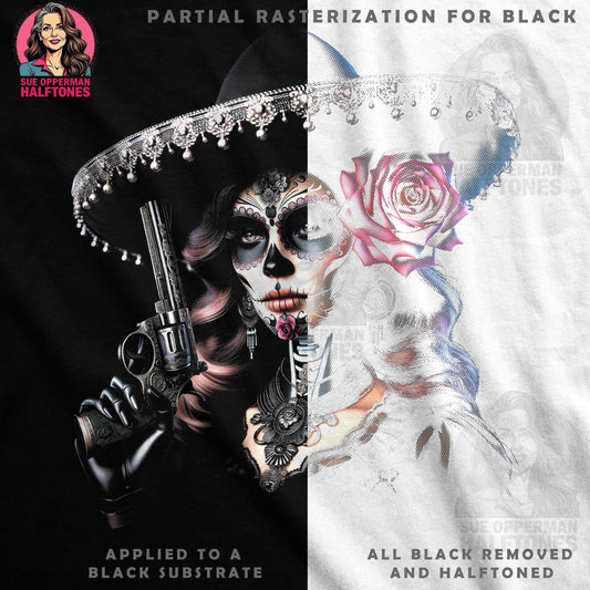 Glamour Day of the Dead Halftone T-Shirt Design - halftone PNG for T-shirts – Sue Opperman Halftones