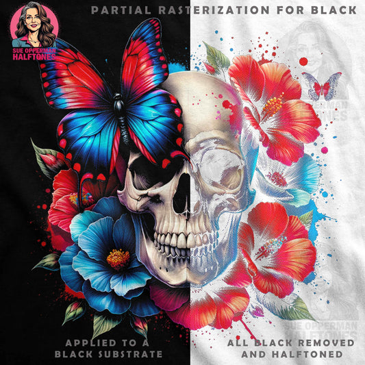 Skull Butterfly and Floral Halftone T-Shirt Design - halftone PNG for T-shirts – Sue Opperman Halftones