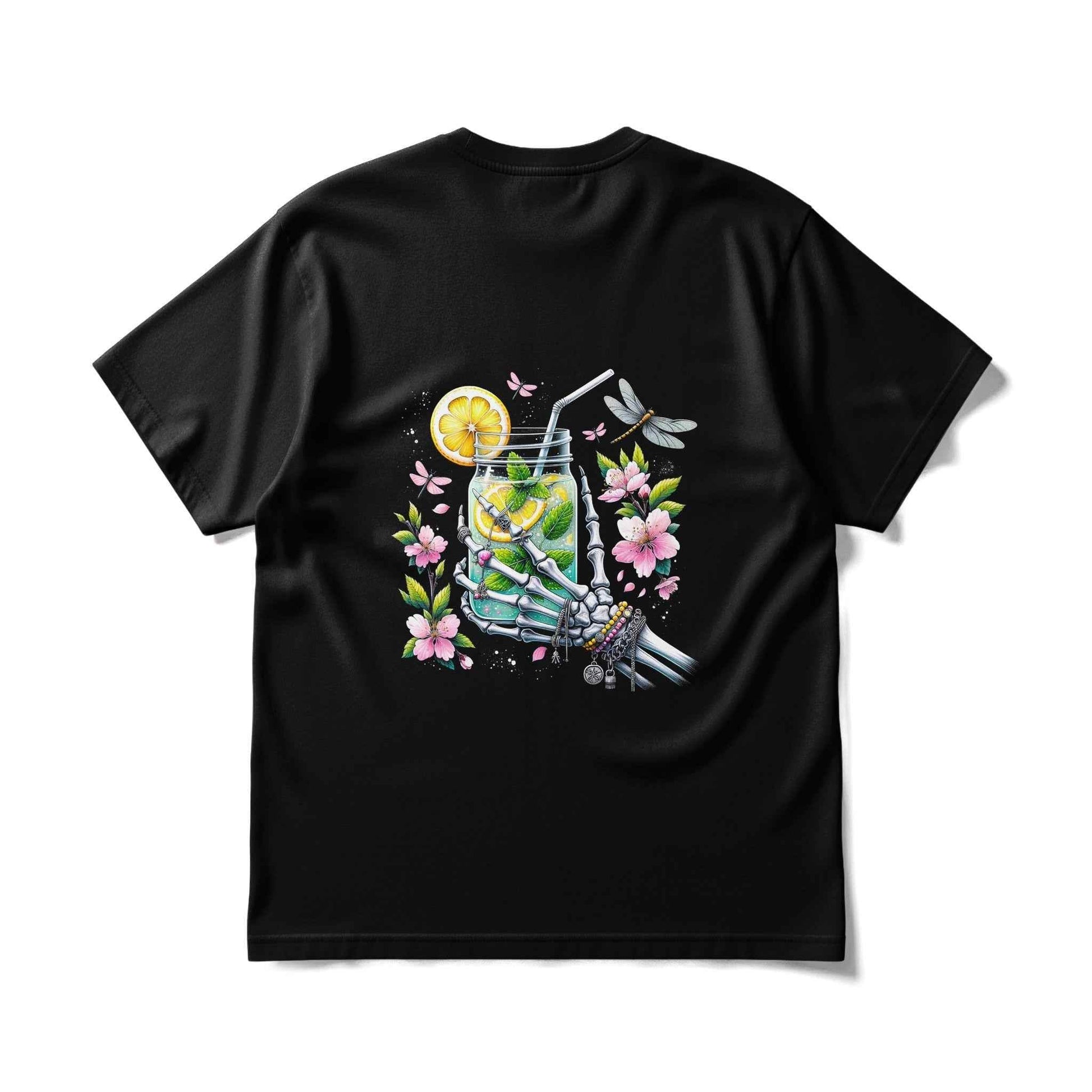 Floral Lemonade with Skeleton Hand Halftoned T-Shirt Design - halftone PNG for T-shirts – Sue Opperman Halftones