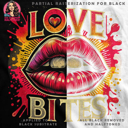 Love Bites Romantic Valentine Digital Halftoned T-Shirt Design - halftone PNG for T-shirts – Sue Opperman Halftones