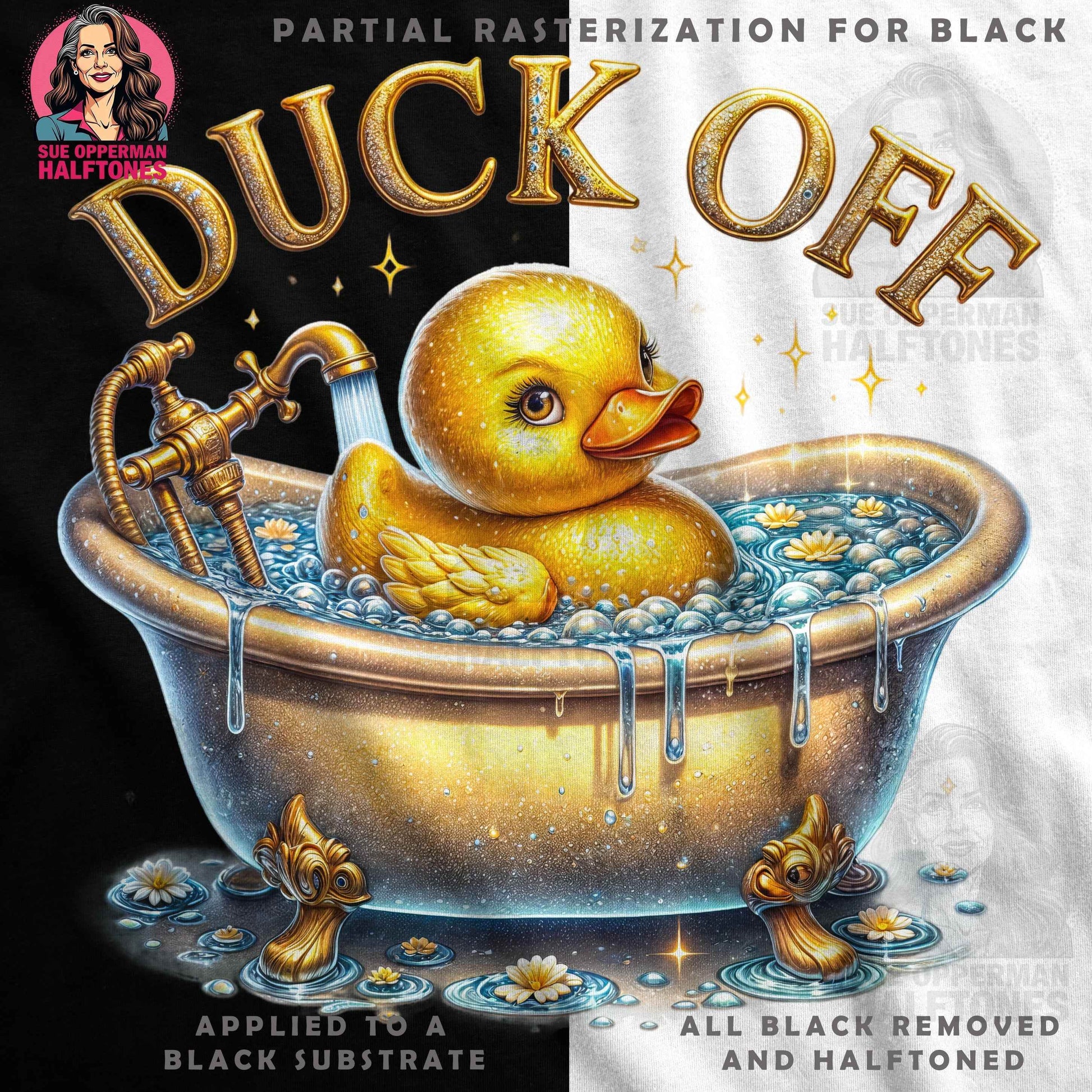 Duck Off Funny Halftone T-Shirt Design Digital - halftone PNG for T-shirts – Sue Opperman Halftones